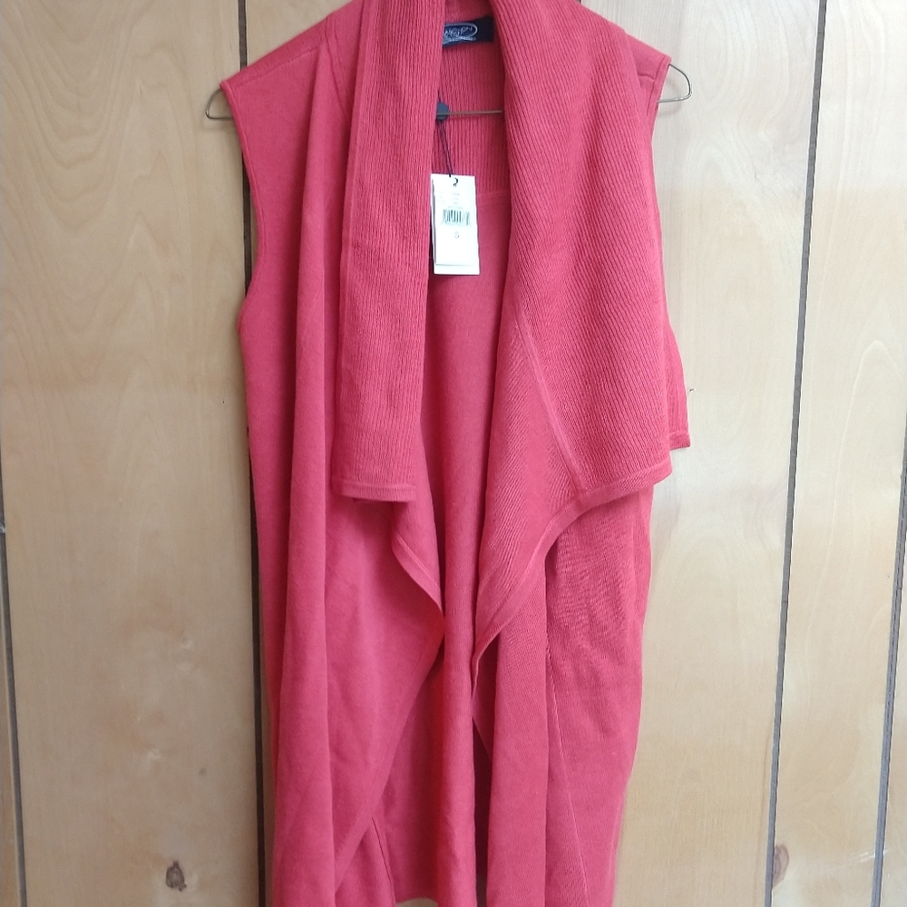 New 💼 Magaschoni Hot Coral S Sleeveless Shrug